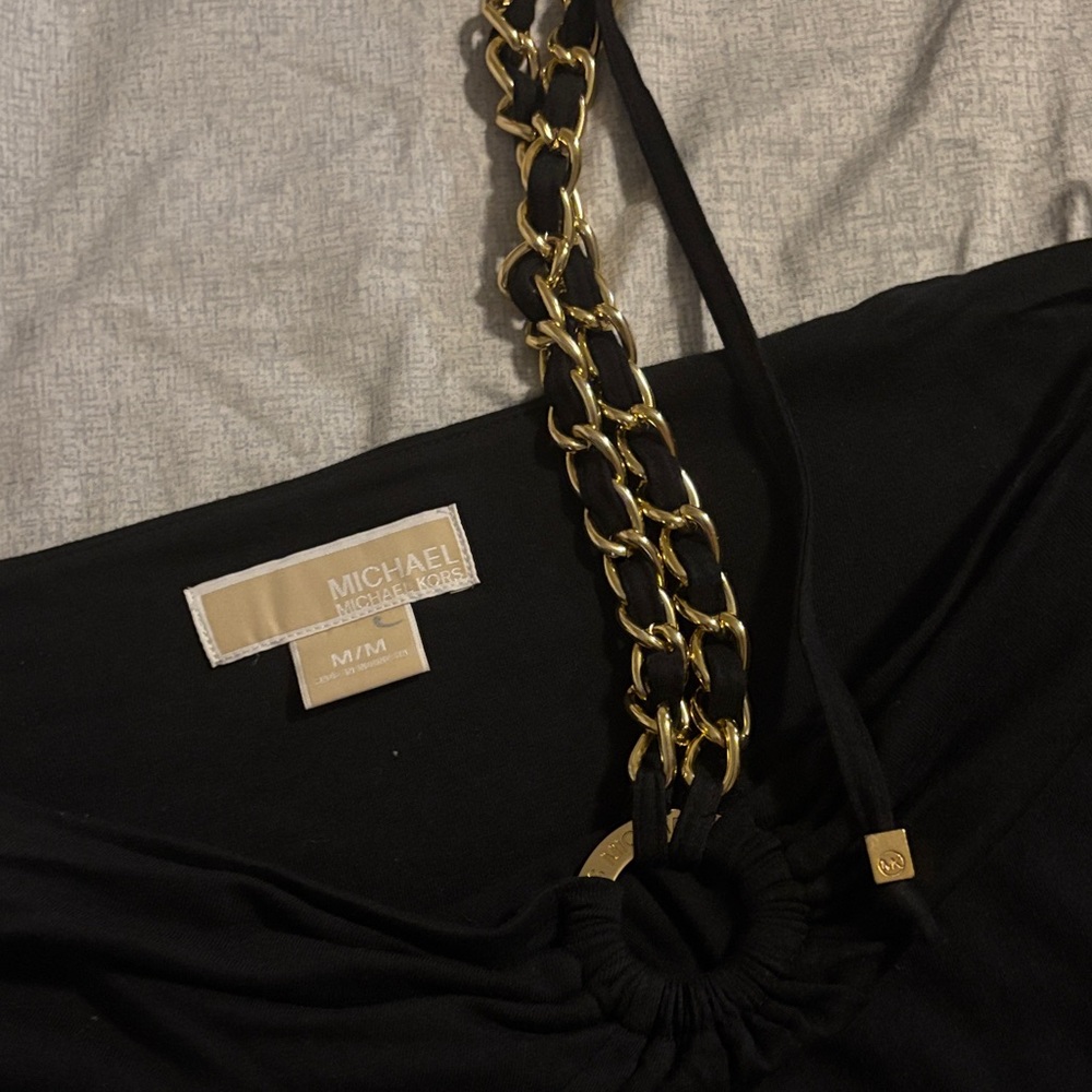 Michael Kors Black Top with Gold Chain Detail